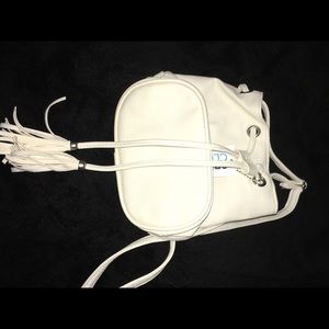 white satchel purse drawstring